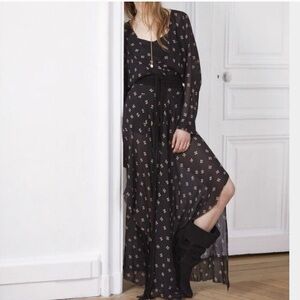 MAJE Rubis Chiffon Printed Wrap
Dress S 1 Maxi Long Sheer
Asymmetric Hem EUC